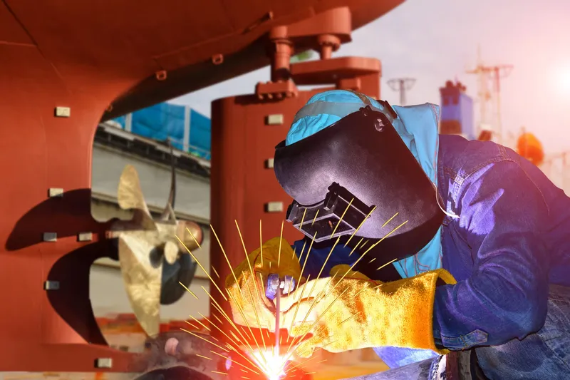 Blue Steel Marine team at work in the shipyard